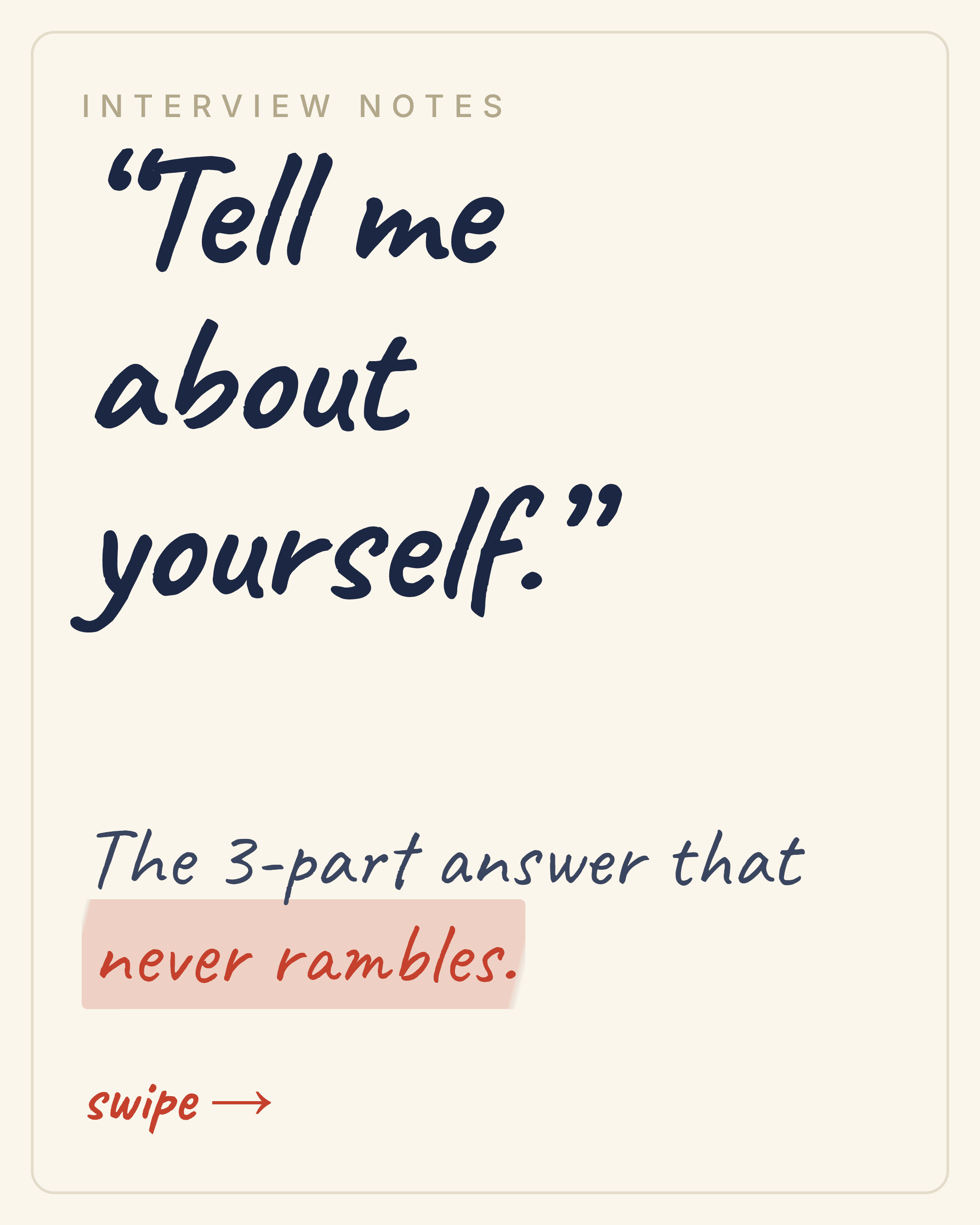 The "tell me about yourself" formula, slide 1